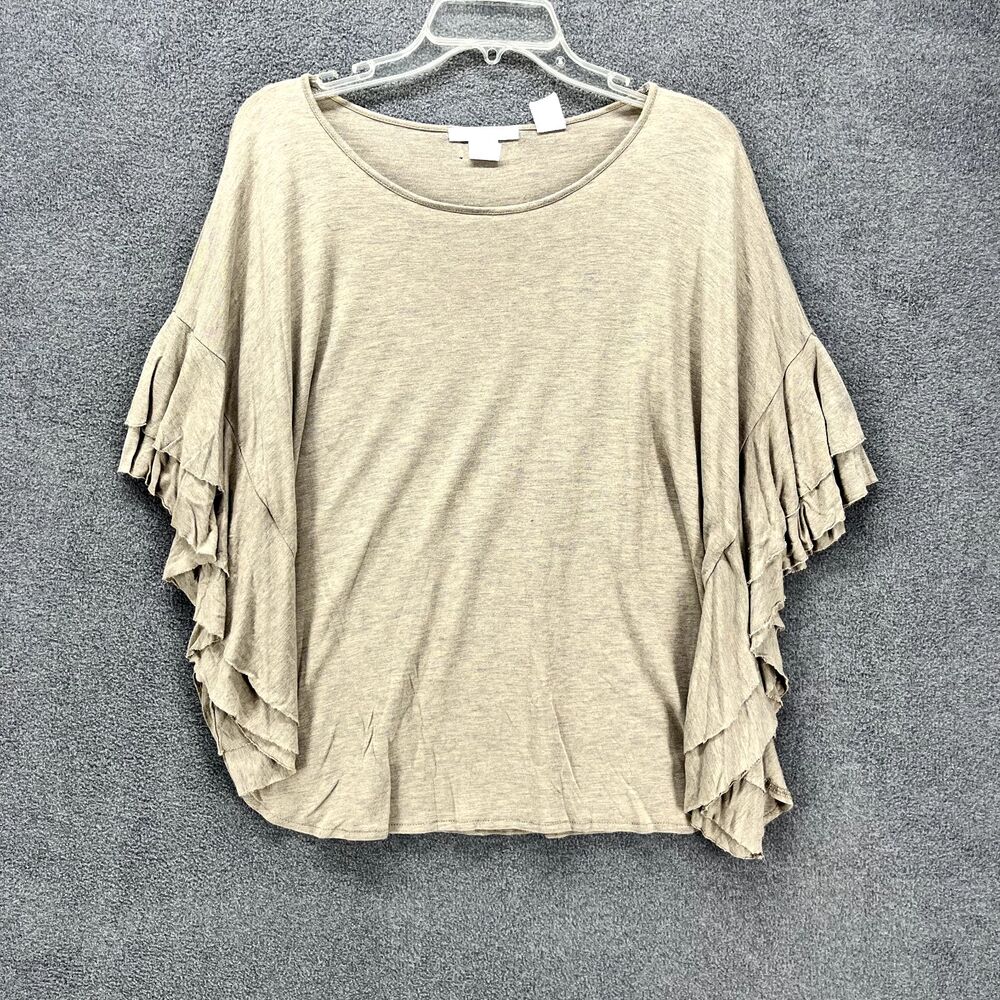 Design History Top womens Small Ruffle‎ Short Sleeve shirt Blouse boat neck